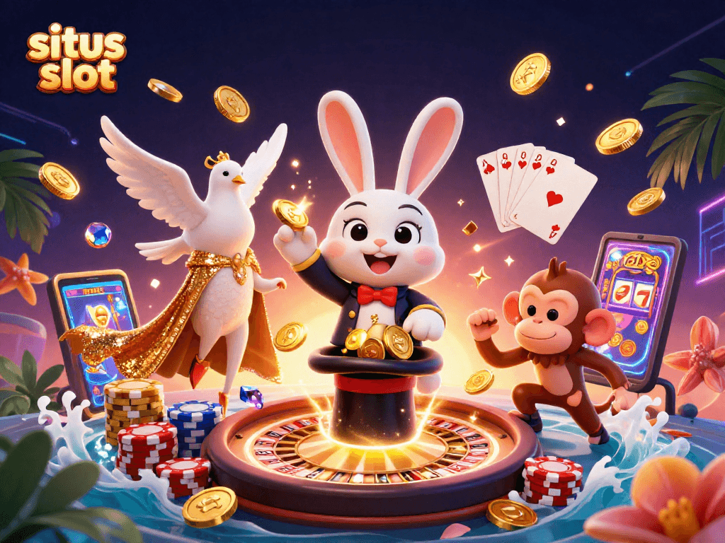 Rasakan keseruan situs slot dengan ilustrasi slot penuh warna dan karakter menarik.