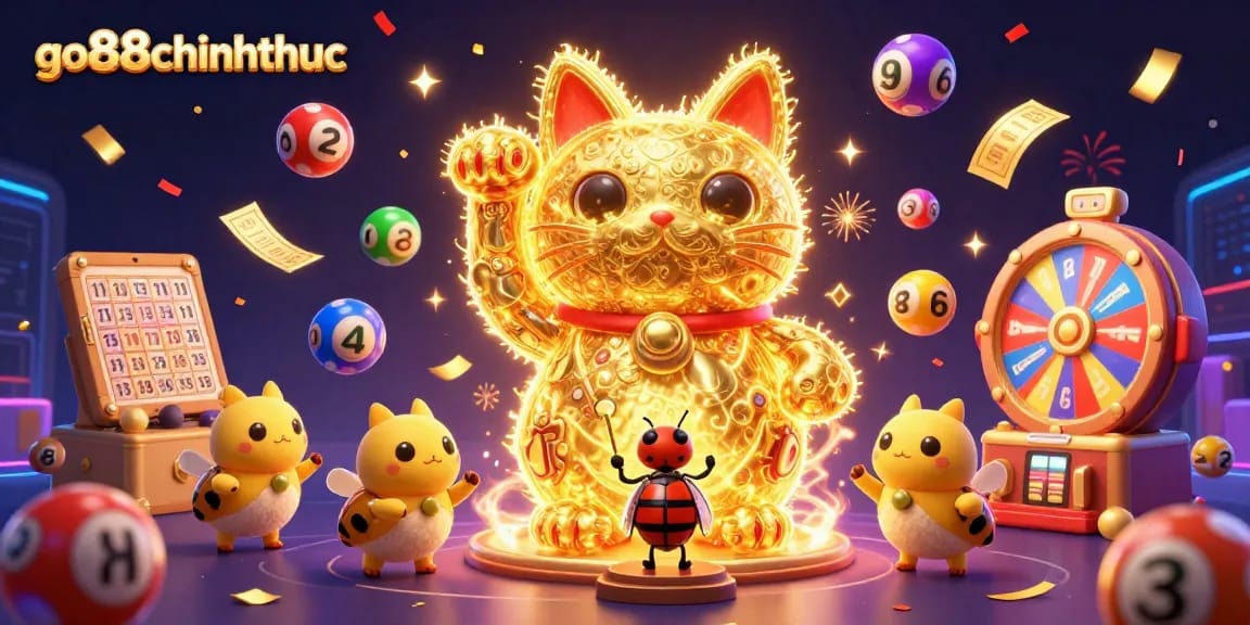 Engage with go88chinhthuc featuring a celebration of luck and gambling in a vibrant 3D illustration.