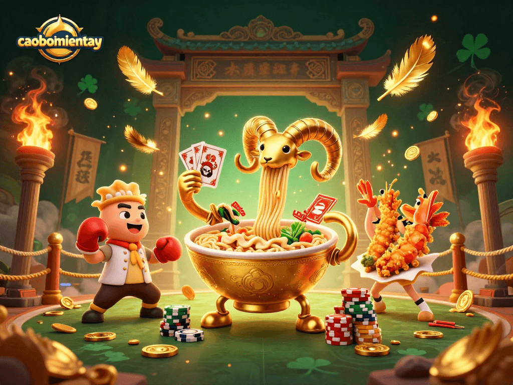 Cao Bồi Miền Tây combines excitement as characters engage in thrilling card games amidst vibrant casino elements.