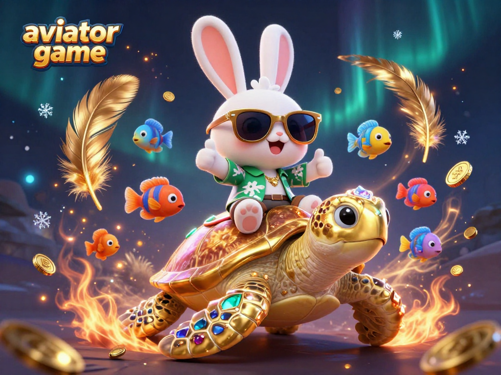 Experience the aviator game adventure with a lucky rabbit and golden turtle in vibrant 3D action.