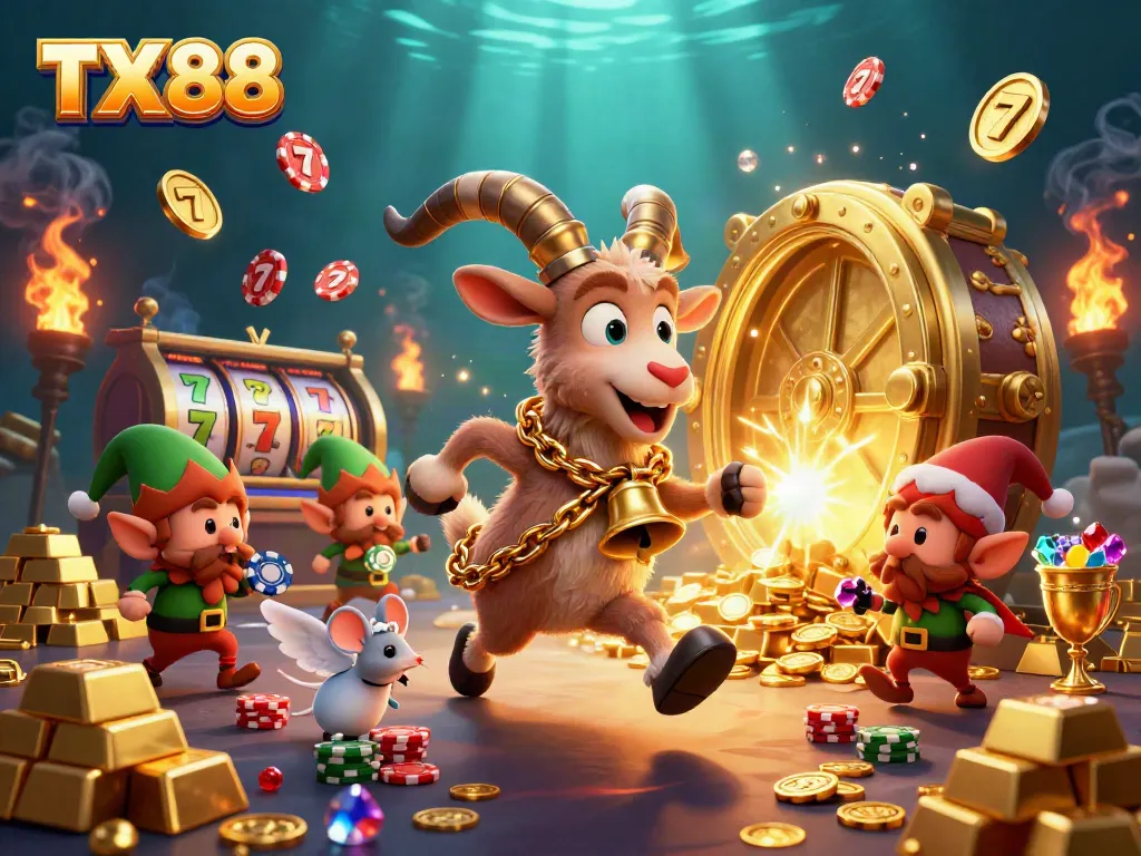 Experience thrilling TX88 casino action with animated characters in a festive gaming scene.