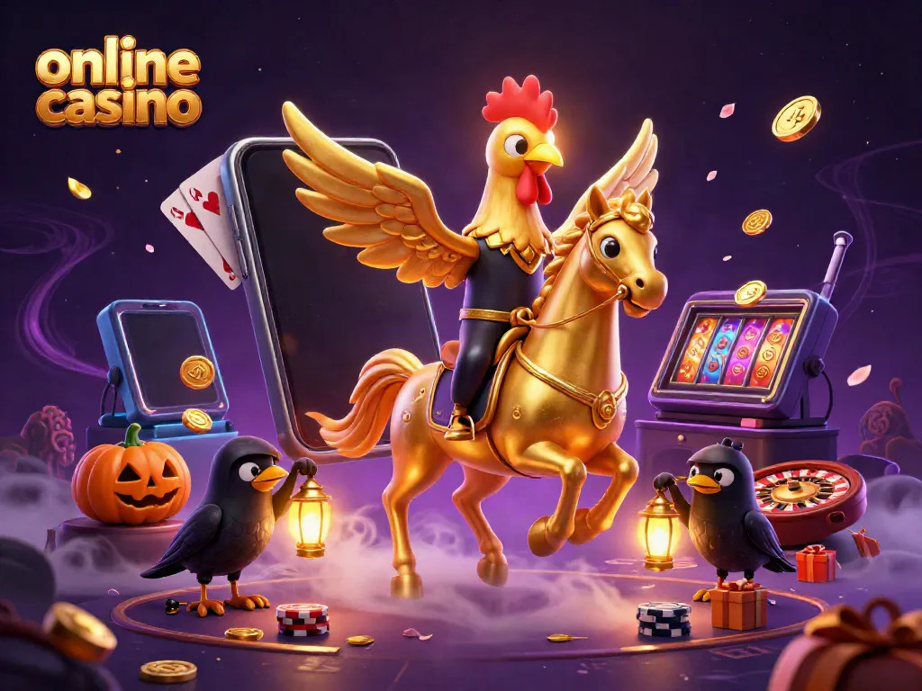 Play exciting games at an online casino with vibrant characters and thrilling elements.
