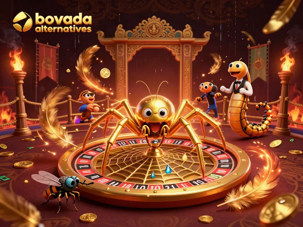 Experience thrilling bovada alternatives in a vibrant 3D casino scene filled with action.