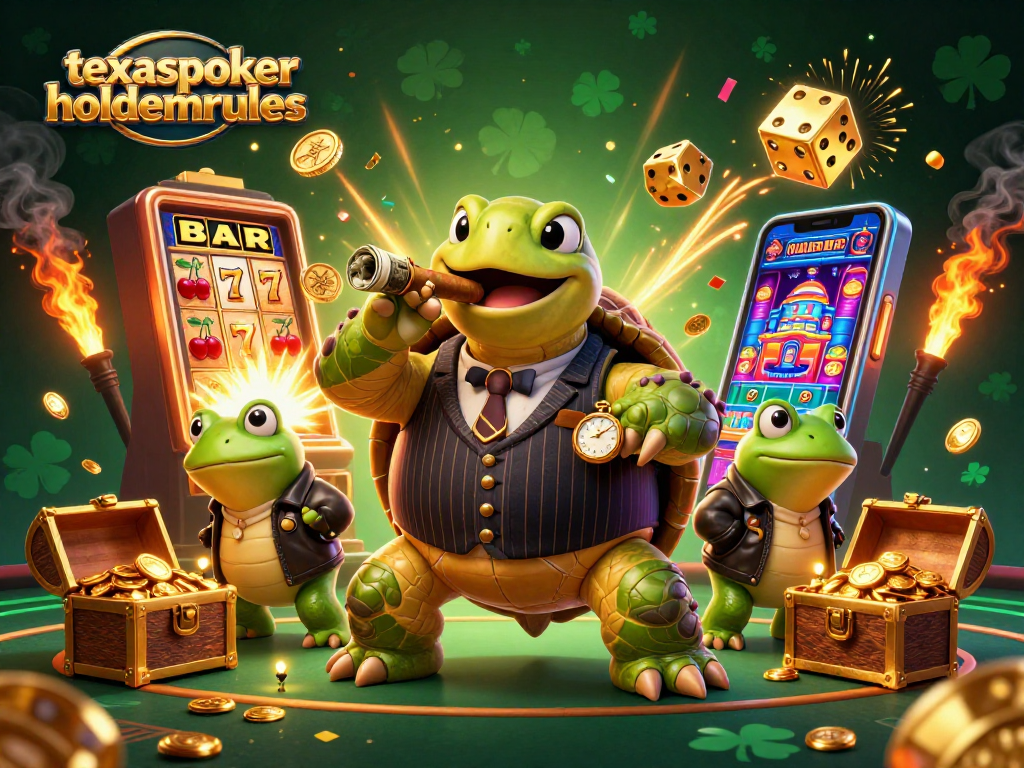 Engage in thrilling texaspokerholdemrules action with our vibrant casino scene featuring poker elements and characters.