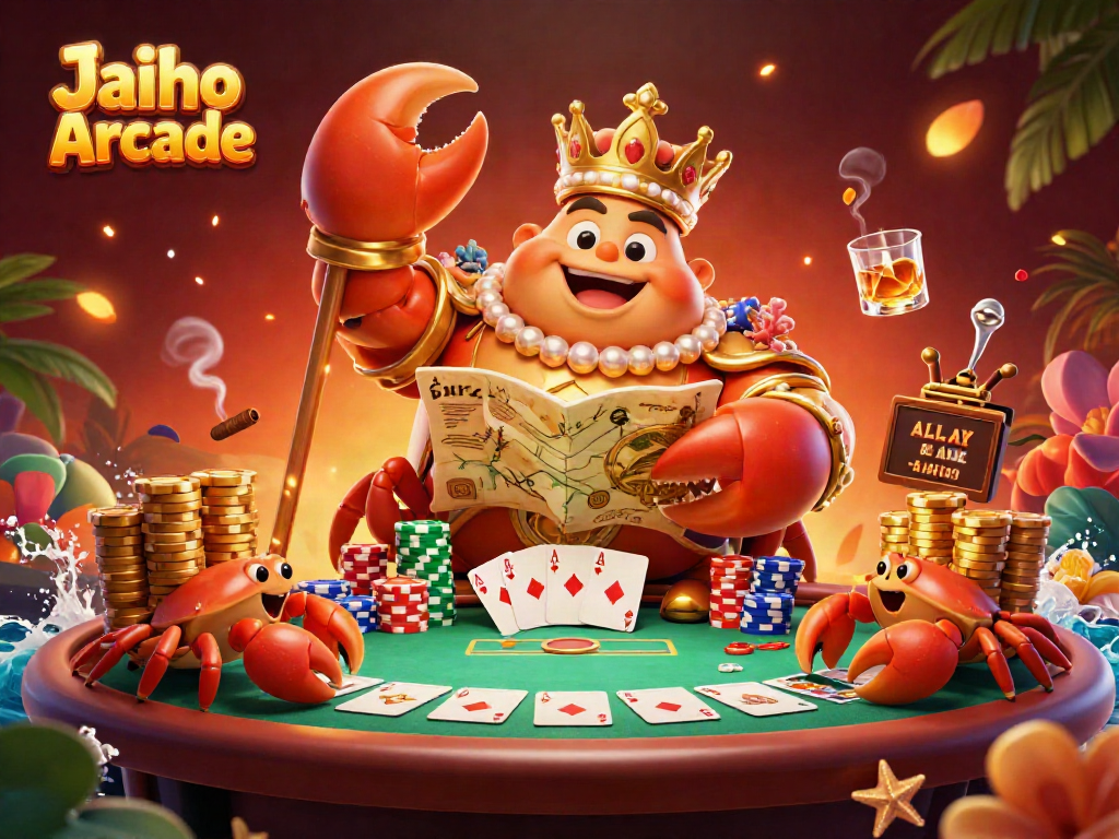 Engage with Jaiho Arcade's thrilling casino experience featuring a golden crab emperor in action.