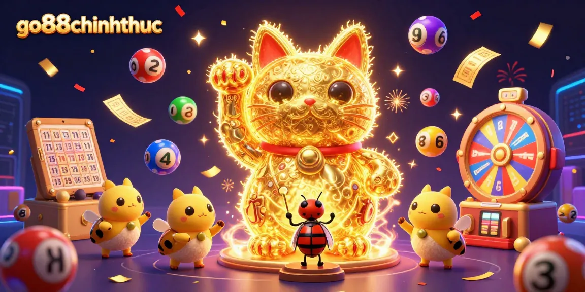 Engage with go88chinhthuc featuring a celebration of luck and gambling in a vibrant 3D illustration.