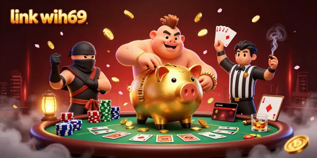 Mainkan link wih69 dengan karakter menarik dalam ilustrasi kasino digital 3D.