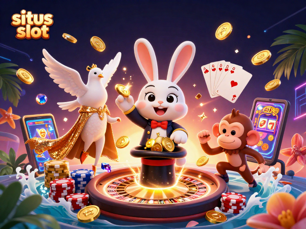 Rasakan keseruan situs slot dengan ilustrasi slot penuh warna dan karakter menarik.