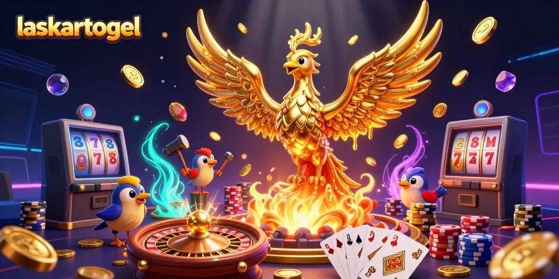 Experience the excitement of laskartogel with a 3D golden phoenix and spinning roulette wheel