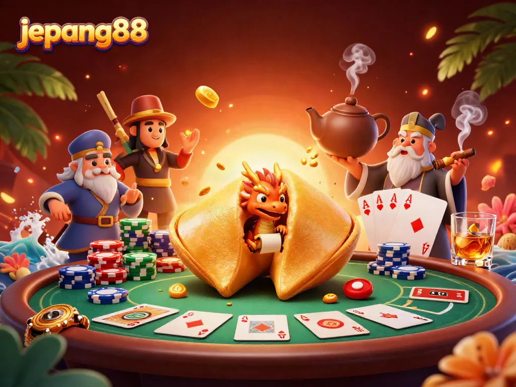 Join the excitement of japan88 with this vibrant, detailed casino scene featuring fortune elements.