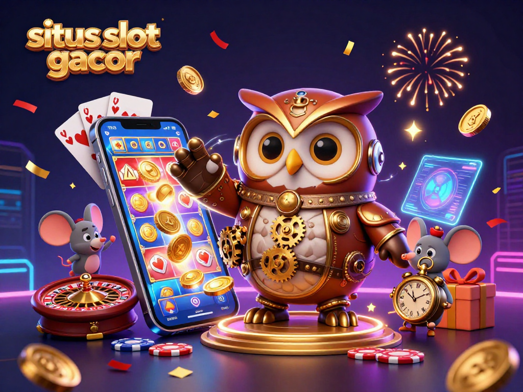 Menang jackpot di situs slot gacor dengan karakter hantu slot 3D dan elemen kasino.