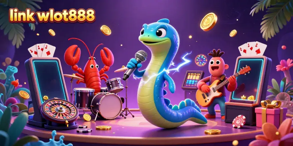 Menggali jackpot dengan permainan slot yang menakjubkan di link wslot888, ditampilkan dalam ilustrasi 3D yang dinamis.