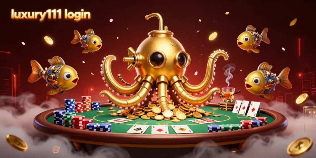 Engage with luxury111 login through an immersive 3D casino scene featuring dynamic poker elements.