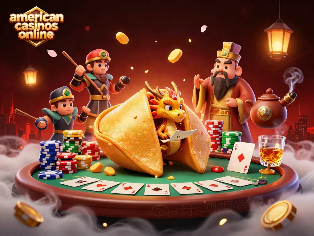 Experience vibrant action at american casinos online with animated card games and colorful decorations.
