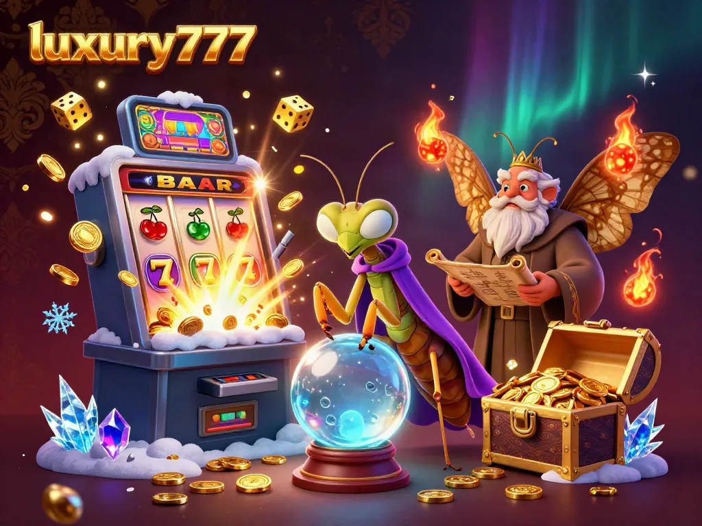 Engage in thrilling moments at luxury777 with an exploding slot machine and mystical characters.