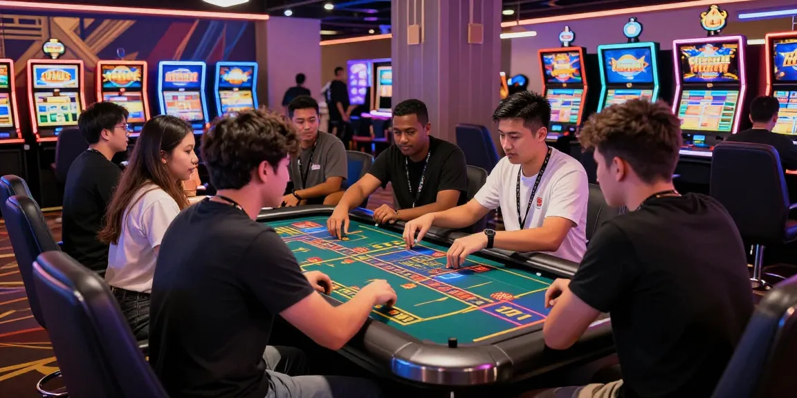 Dynamic scene showcasing situs toto gaming interactions at a lively casino.