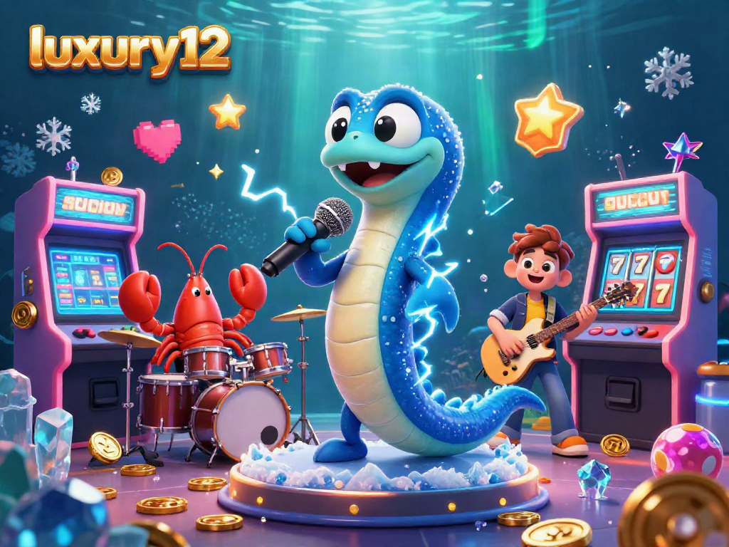 Join the fun at luxury12's underwater casino with a DJ eel and vibrant gaming elements!