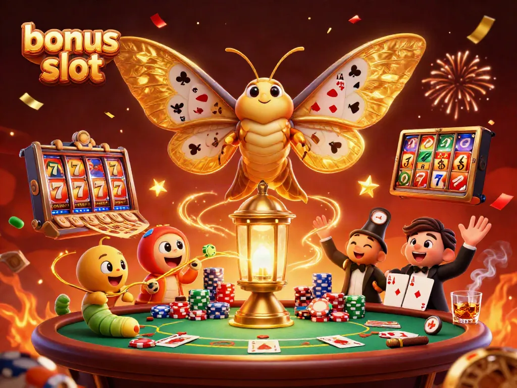 Experience the thrill of bonus slot gameplay with golden reels and vibrant casino elements.