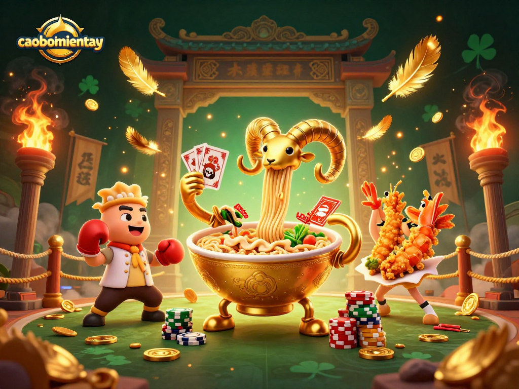 Cao Bồi Miền Tây combines excitement as characters engage in thrilling card games amidst vibrant casino elements.