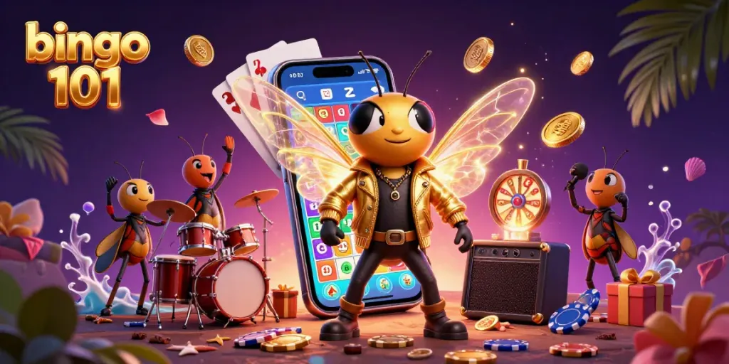 Win big with Bingo 101 in this engaging 3D gaming scene featuring colorful gameplay.