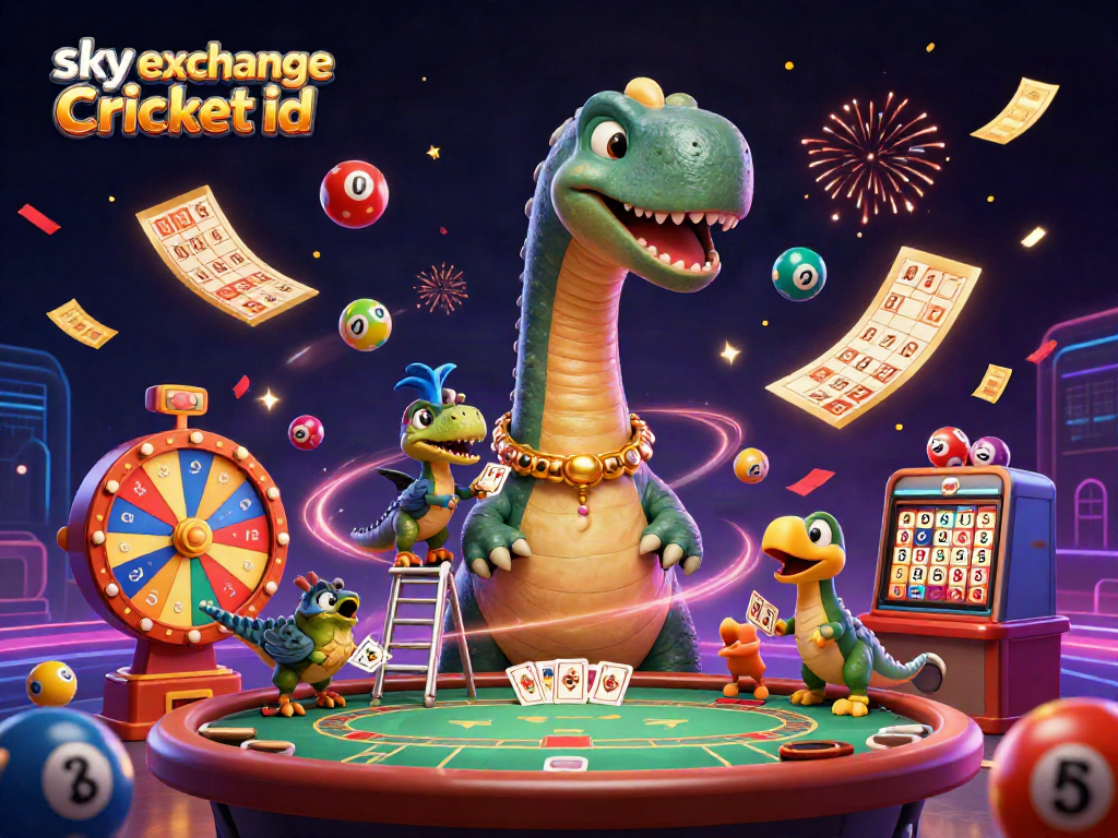 Experience thrilling betting with sky exchange Cricket id in this dynamic casino scene filled with vibrant elements.