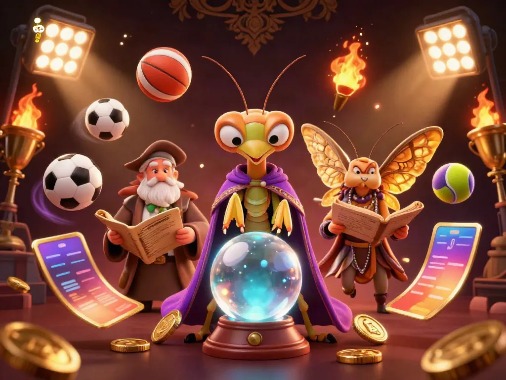 Experience the magical atmosphere as the fortune teller predicts toto betting strategies amidst vibrant casino elements.