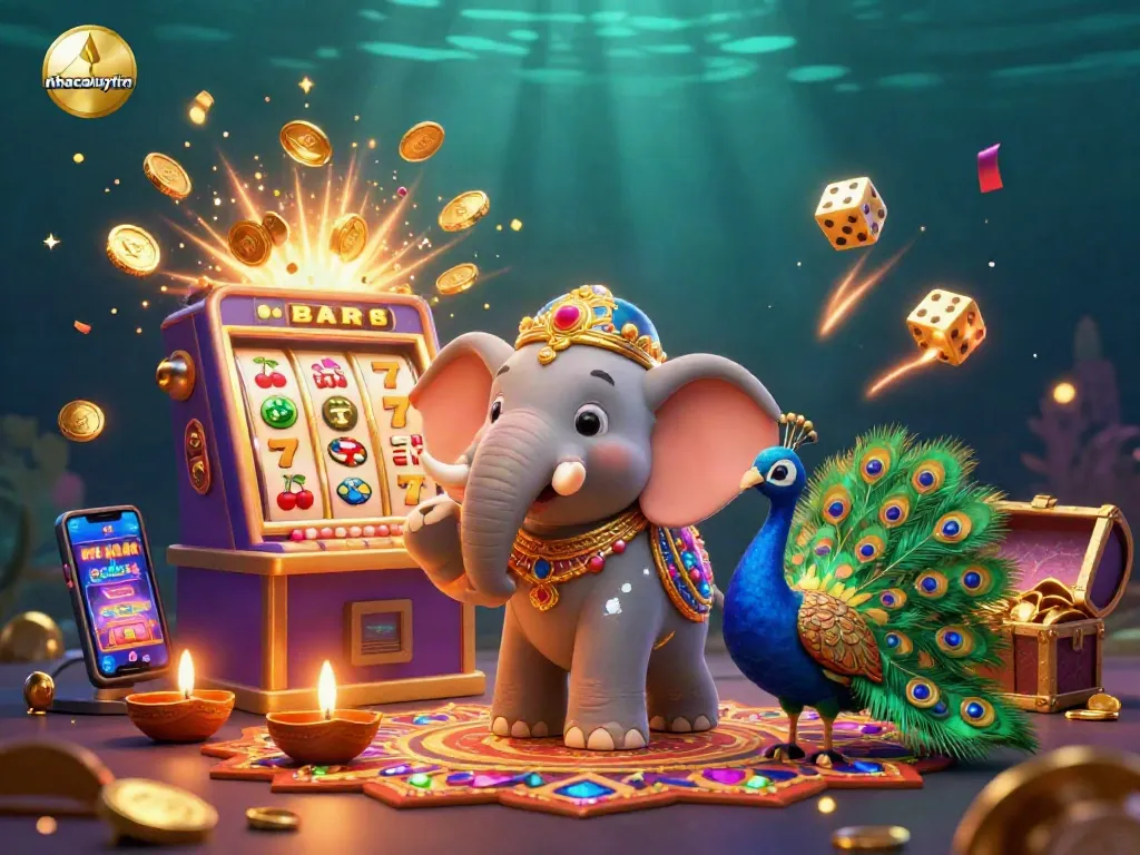 Spin the reels with nhacaiuytin's colorful casino scene composed of lively characters and dynamic slots action.