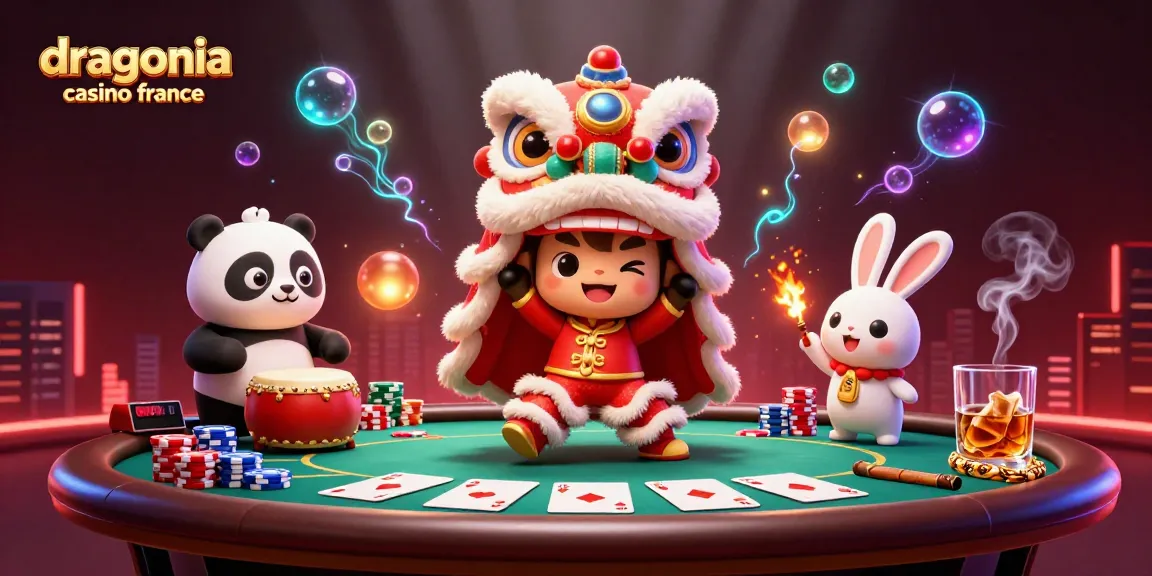 Découvrez le dragonia casino france avec des personnages animés, des jeux de poker et des décorations festives.