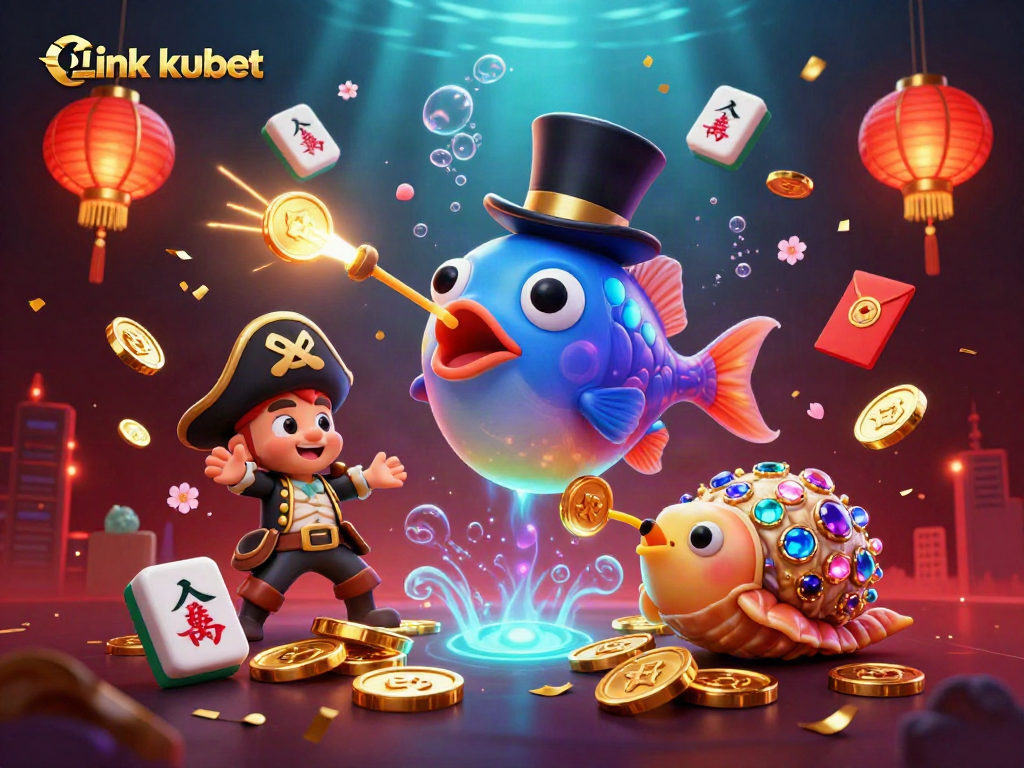 Engage in thrilling gameplay with Link kubet, showcasing vibrant underwater casino elements and lucky treasures.
