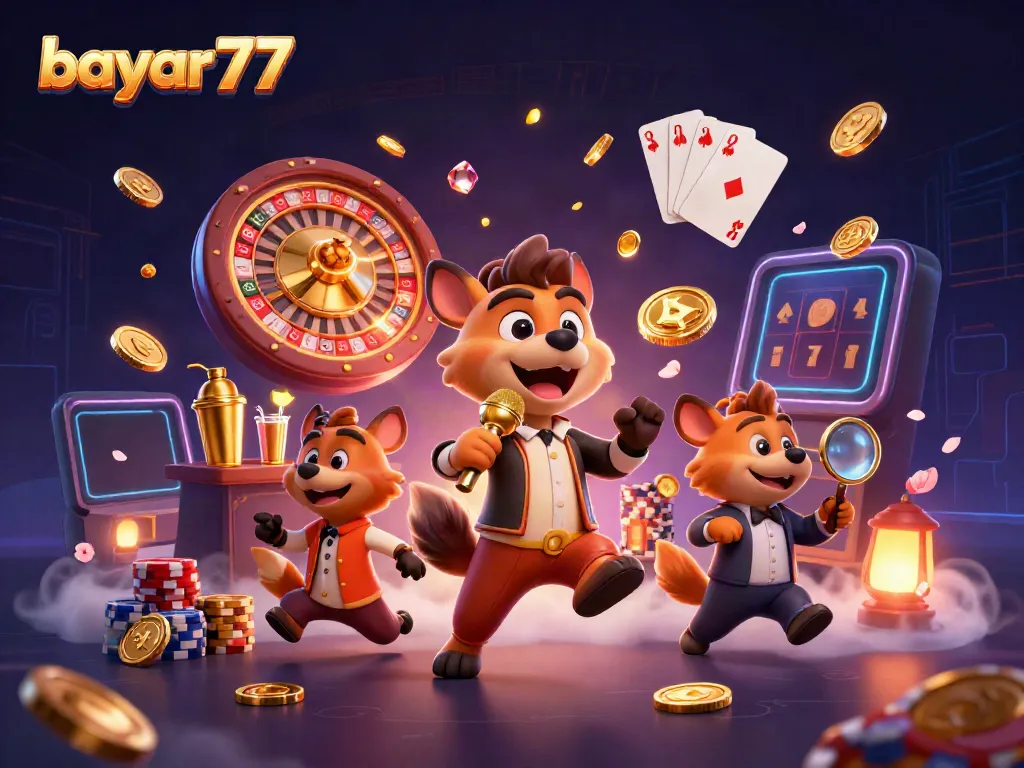 Engage in seamless gameplay at bayar77 with vibrant hyenas in a buzzing casino atmosphere.