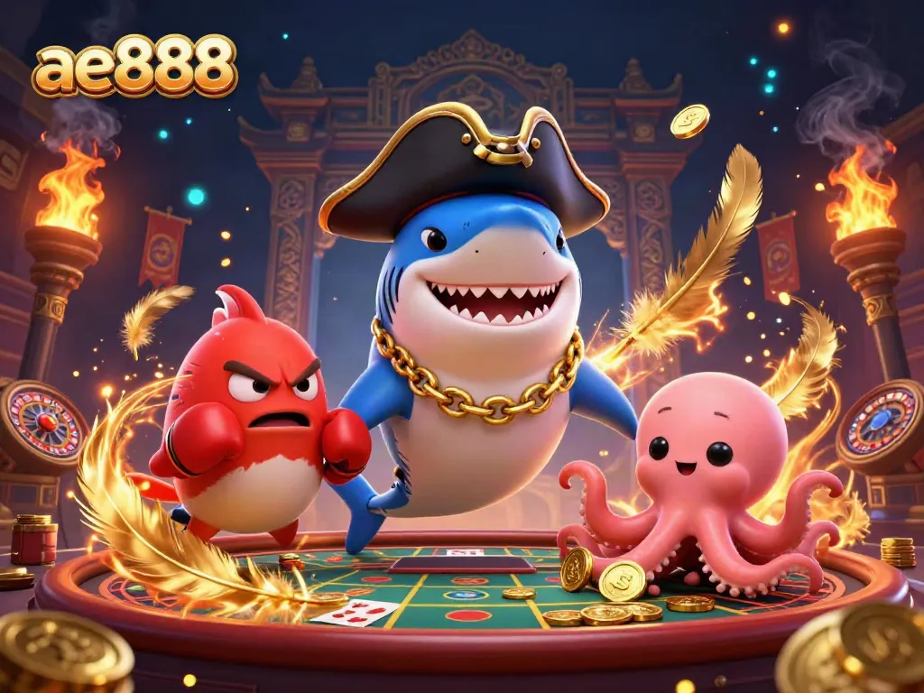 Experience thrilling gameplay with ae888 featuring a pirate shark, pufferfish, and octopus in an exciting live casino setting.