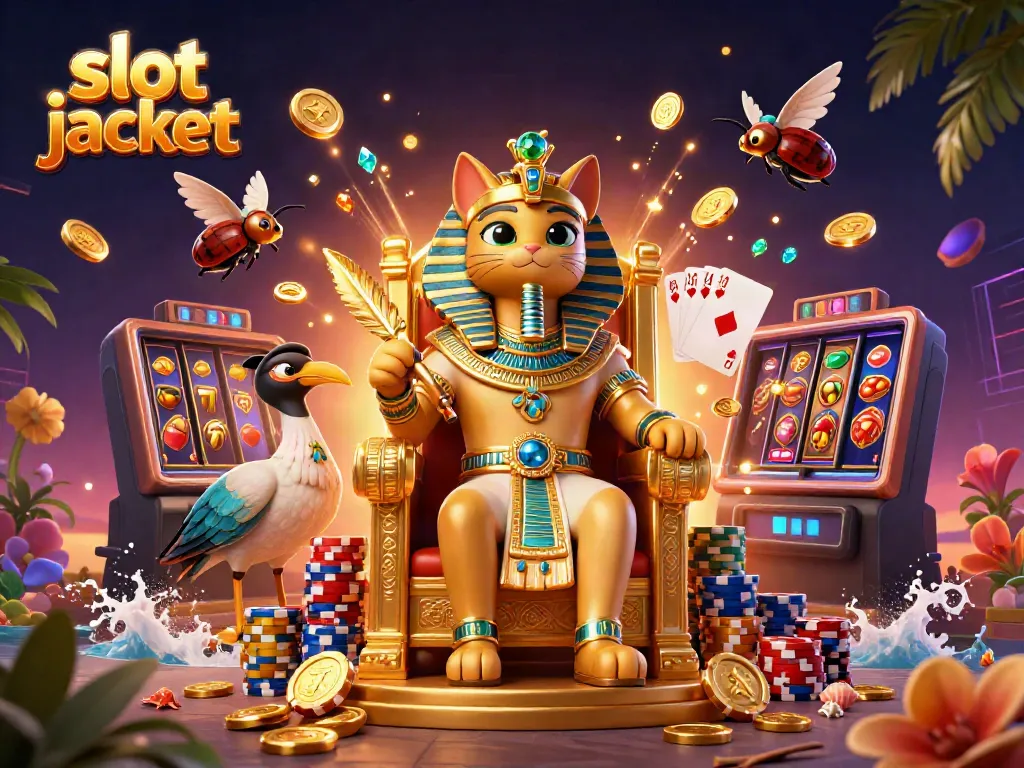 Engage with the slot jackpot excitement through a vibrant casino scene featuring dynamic characters and elements.