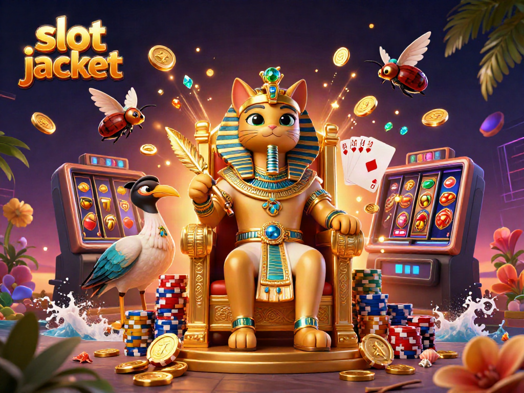 Engage with the slot jackpot excitement through a vibrant casino scene featuring dynamic characters and elements.