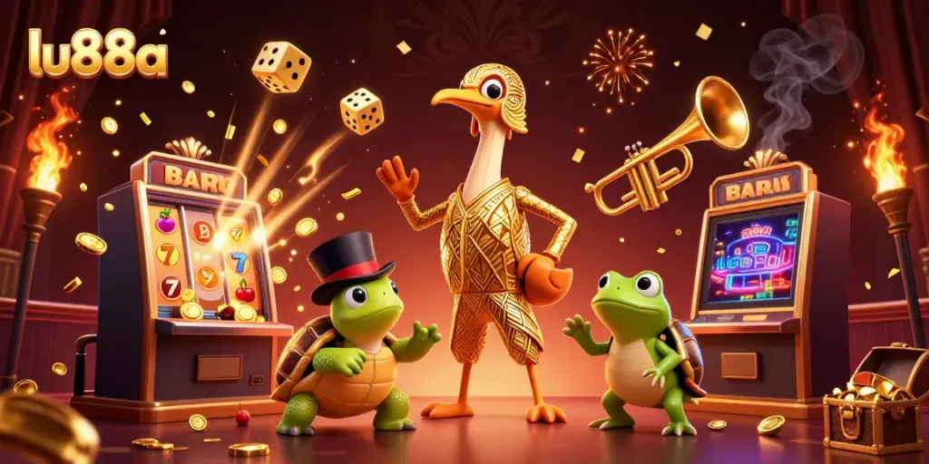 Experience thrills at lu88a's vibrant slots scene with exciting wins and festive characters.