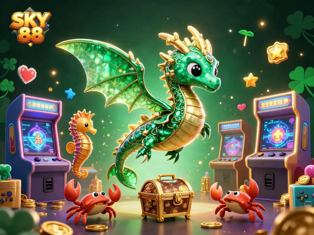 Engage with SKY 88's vibrant casino gaming experience featuring sea dragons and treasure elements.
