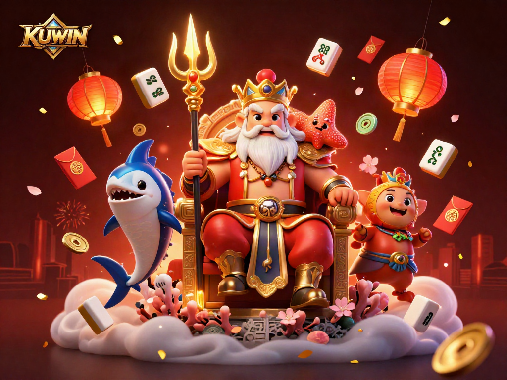 KUWIN enhances the gaming experience by integrating vibrant casino elements and energetic characters