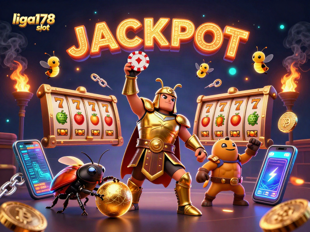 Jelajahi liga178 slot dengan keberuntungan dari jackpot yang diciptakan oleh karakter bug 3D konyol.