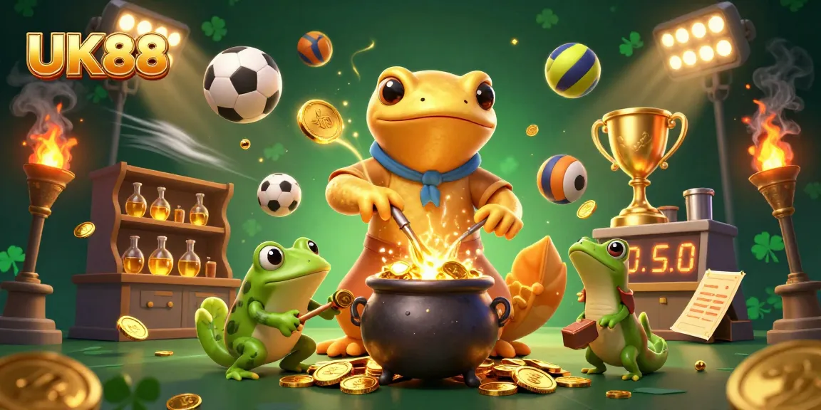 Experience thrilling UK88 gaming action with a vibrant 3D illustration featuring unique casino elements.