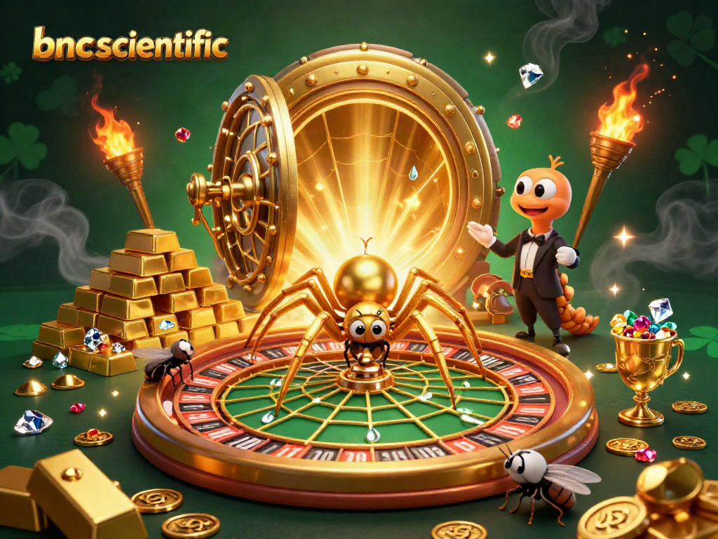 Engage in exciting gameplay at bncscientific with a vibrant roulette wheel and animated casino elements.
