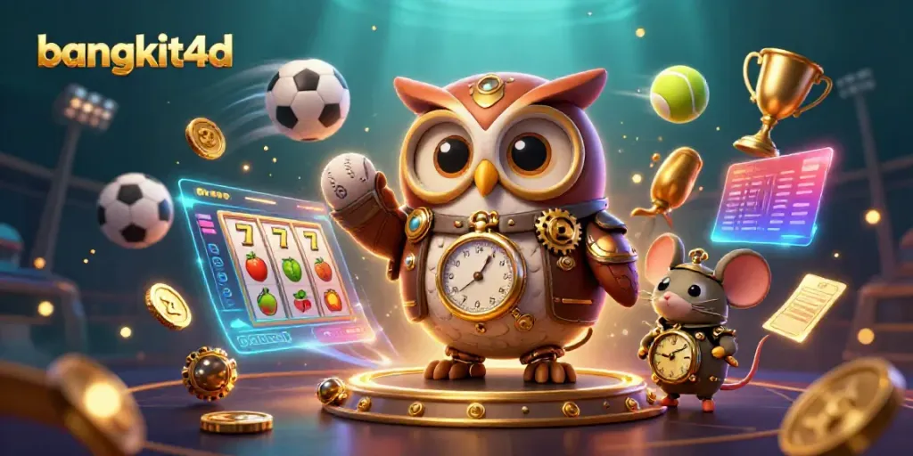 Permainan di bangkit4d dengan owl penjelajah waktu dan elemen kasino digital yang menarik.