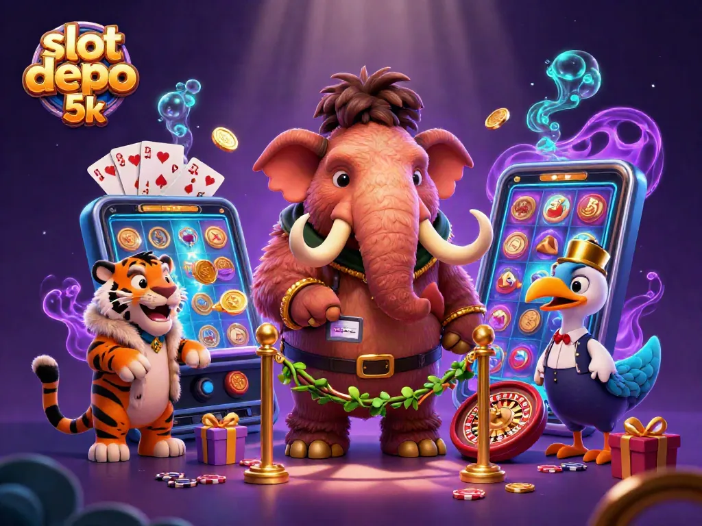 Engage with the thrilling slot depo 5k scene featuring unique casino characters and vibrant gambling elements.