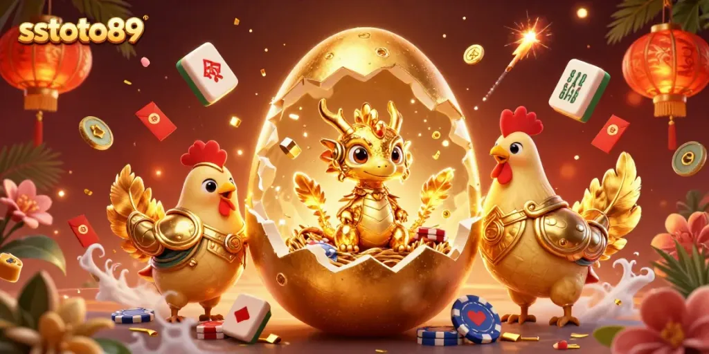 Putaran mesin slot dan chip poker menghiasi sstoto89 menang besar dalam ilustrasi penuh warna