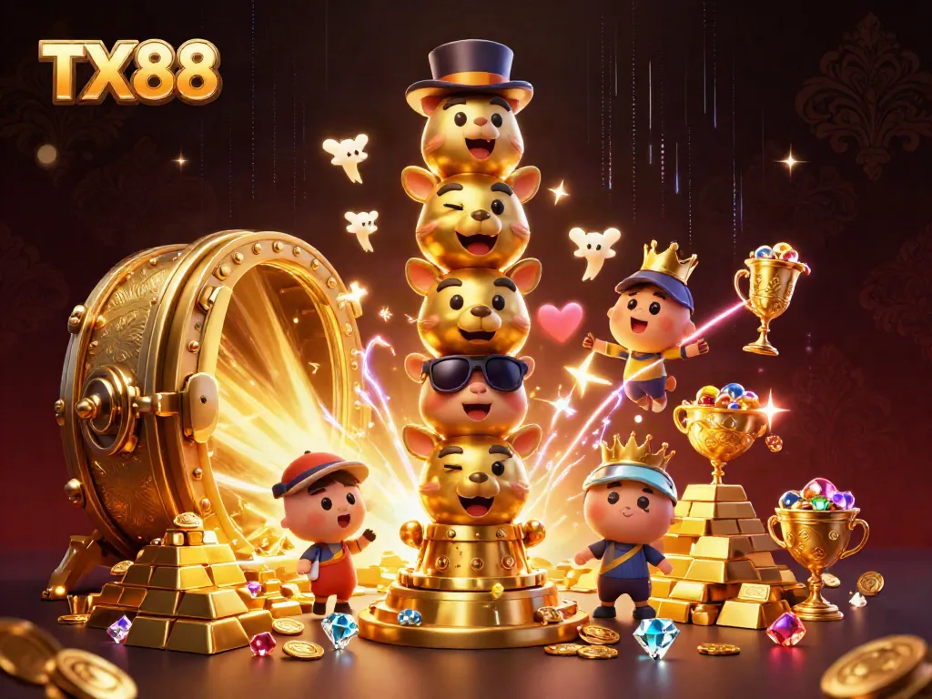 Experience the thrill of gaming at TX88 with a vibrant illustration showcasing exciting casino elements.