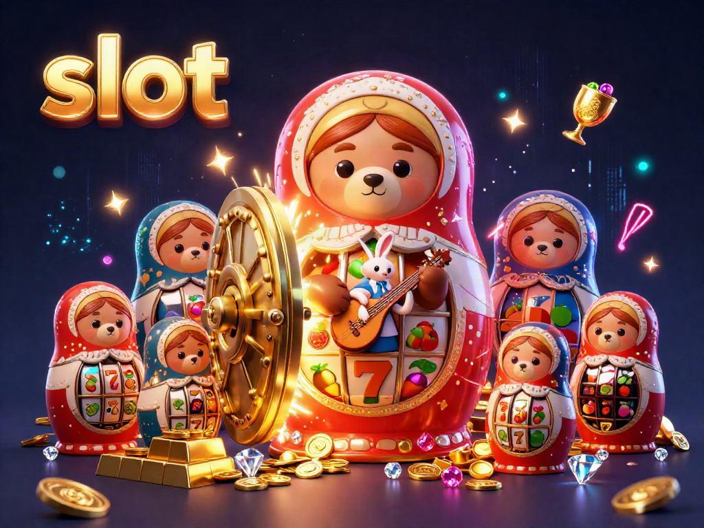Experience excitement with slot machines in this captivating 3D illustration featuring dynamic characters and vibrant casino elements.