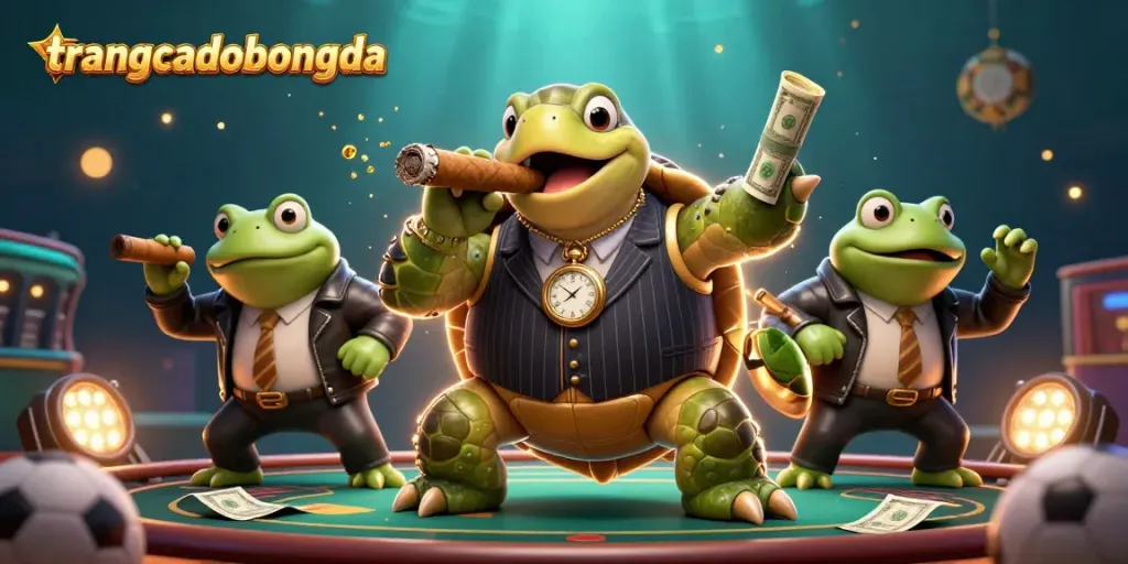 Engage in sports betting excitement with trangcadobongda depicted in a vibrant 3D casino scene.