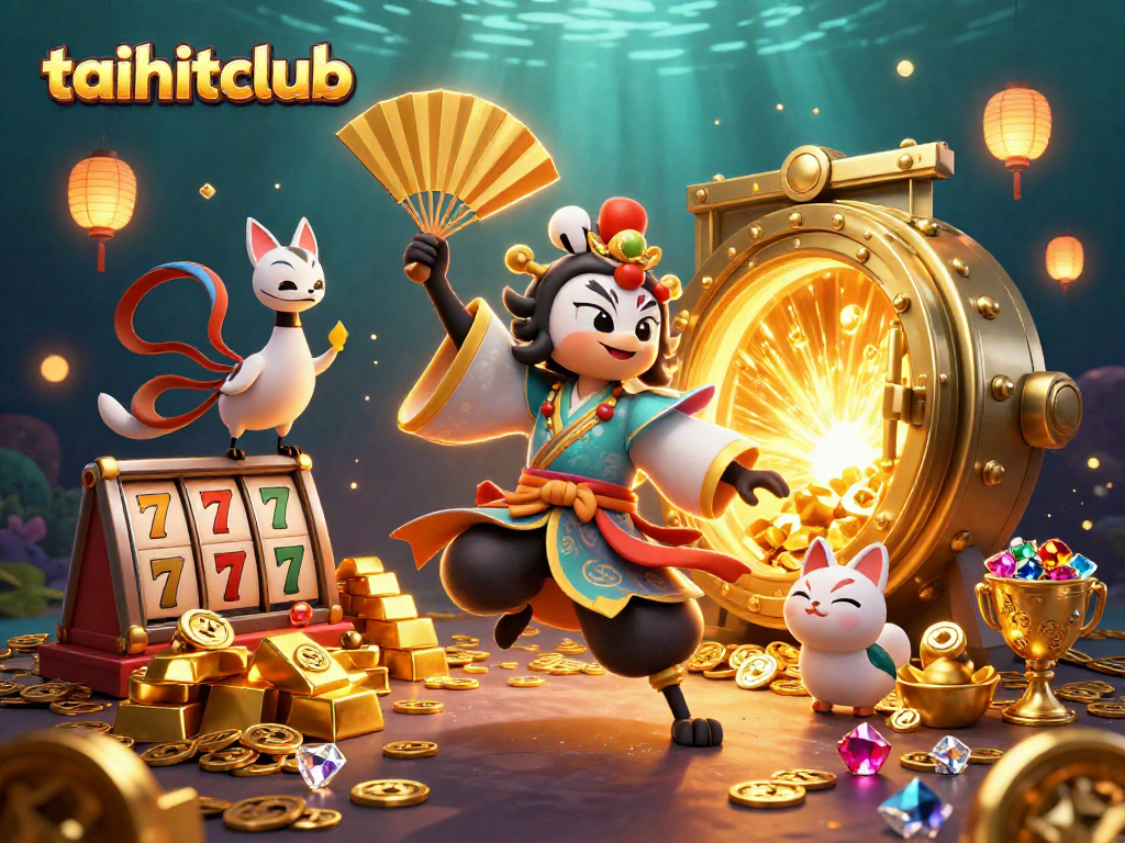 Join the excitement at taihitclub with vibrant 3D casino illustration showcasing kabuki warriors and slot reels.